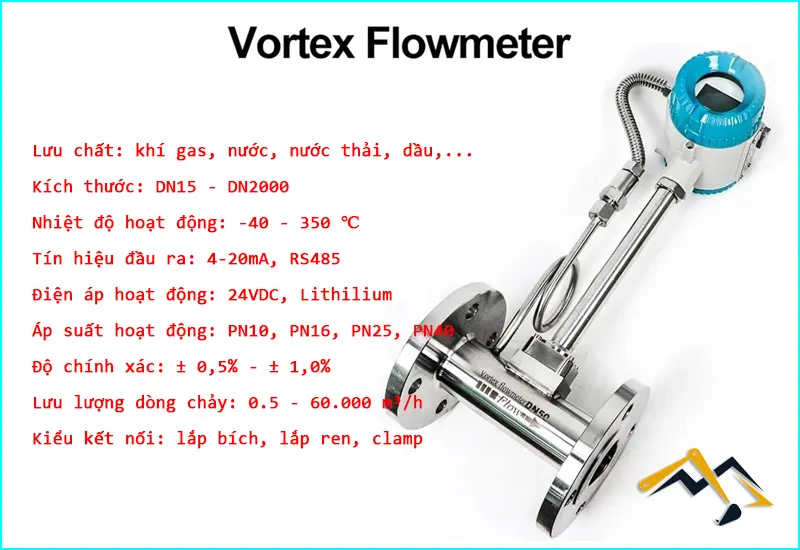 Thông số kỹ thuật của đồng hồ đo lưu lượng Vortex 