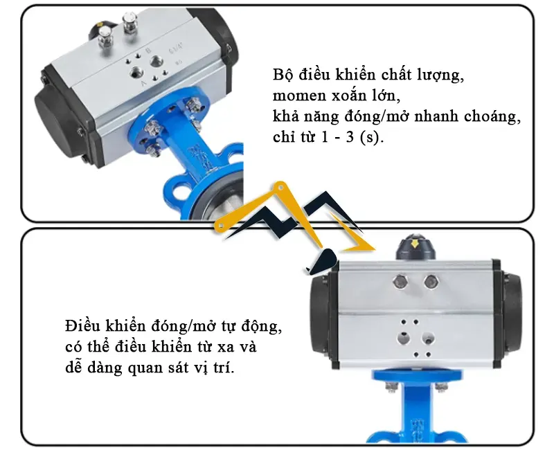 Ưu điểm nổi bật của dòng van bướm gang điều khiển bằng khí nén 