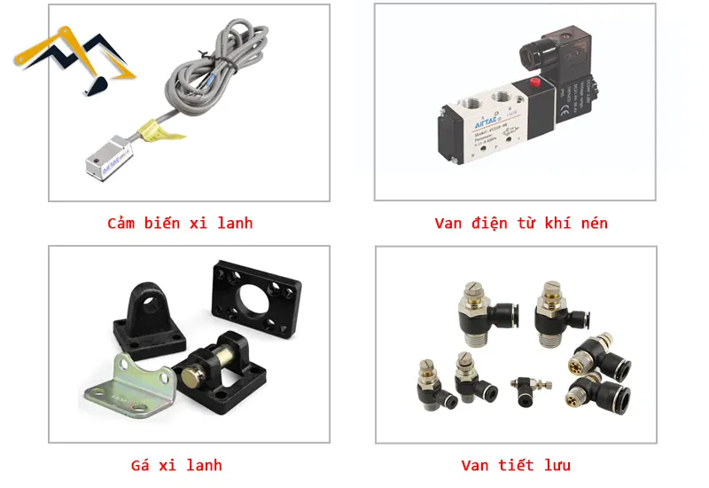 Một số phụ kiện thường kết hợp với xi lanh khí nén vuông