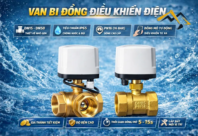 Ưu điểm của van bi đồng điều khiển điện Ưu điểm của van bi đồng điều khiển điện